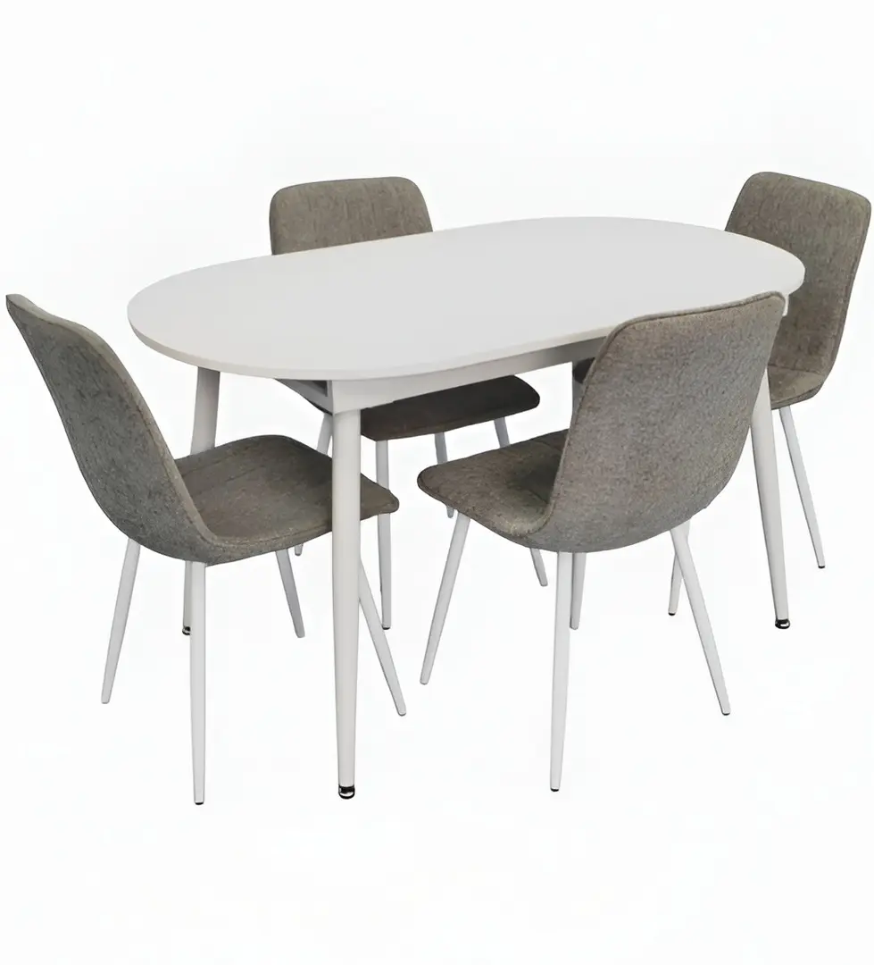 Set masa + 4 scaune Evelin DT-533R Wh + YTC-078Wh UF885-14 (White/Grey)