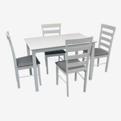 Комплект стол + 4 стула Evelin Gloria NV-10WP (White/Grey)