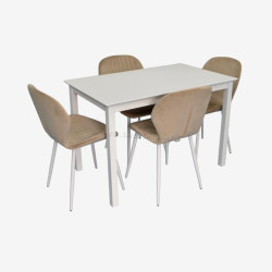 Set masa + 4 scaune Evelin Gloria + YTC-064Wh UF910-01 (White/Light Beige)