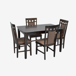 Set masa + 4 scaune Evelin HV-27V + Deepa R Ekea-12 (Chocolate/Dark Brown)