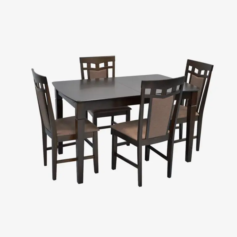 Set masa + 4 scaune Evelin HV-27V + Deepa R Ekea-12 (Chocolate/Dark Brown)