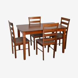 Set masa + 4 scaune Evelin HV-27V + Gloria Ekea-12 (Burnish Oak/Dark Brown)