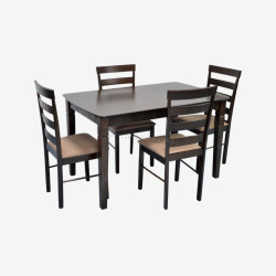 Set masa + 4 scaune Evelin HV-27V + Gloria Ekea-12 (Chocolate/Dark Brown)