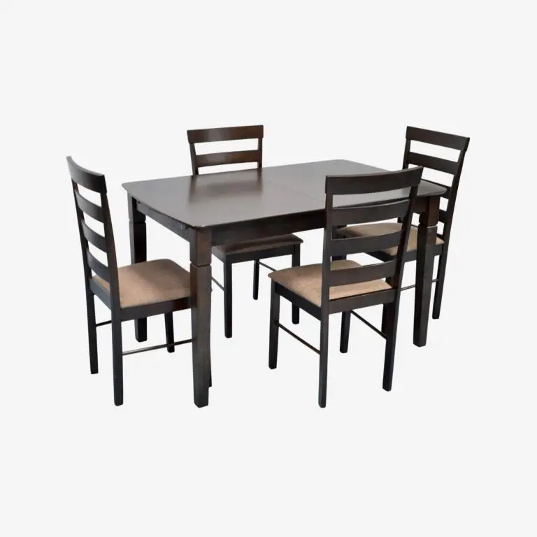 Set masa + 4 scaune Evelin HV-27V + Gloria Ekea-12 (Chocolate/Dark Brown)