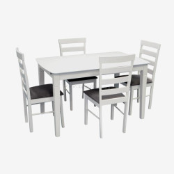 Set masa + 4 scaune Evelin HV-27V + Gloria NV-10WP (White/Grey)