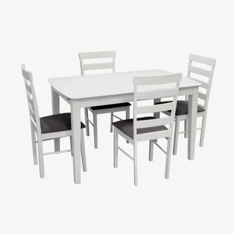 Set masa + 4 scaune Evelin HV-27V + Gloria NV-10WP (White/Grey)