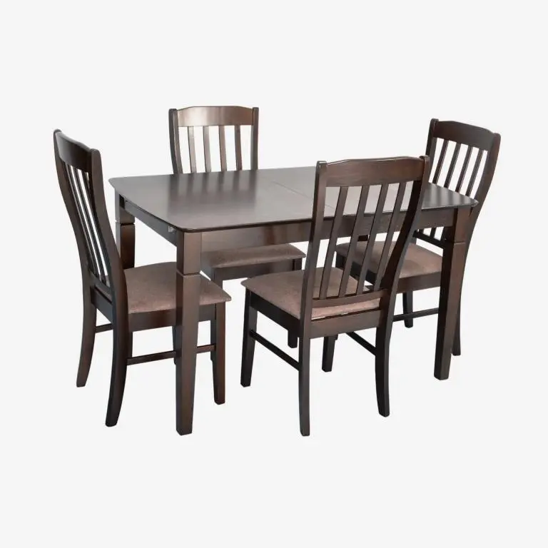 Set masa + 4 scaune Evelin HV-27V + Wenyi Ekea-12 (Chocolate/Dark Brown)