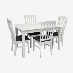 Set masa + 4 scaune Evelin HV-27V + Wenyi NV-10WP (White/Grey)
