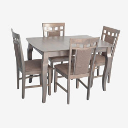 Set masa + 4 scaune Evelin HV-29V + Deepa R Ekea-12 (Antique Grey/Dark Brown)