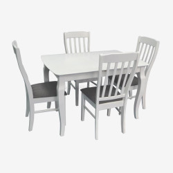 Set masa + 4 scaune Evelin HV-29V + Wenyi NV-10WP (White/Grey)