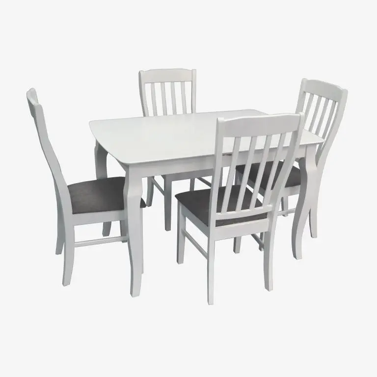 Set masa + 4 scaune Evelin HV-29V + Wenyi NV-10WP (White/Grey)