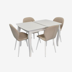 Set masa + 4 scaune Evelin HV-29V + YTC-064Wh Bjorn-24 (White/Light Beige)