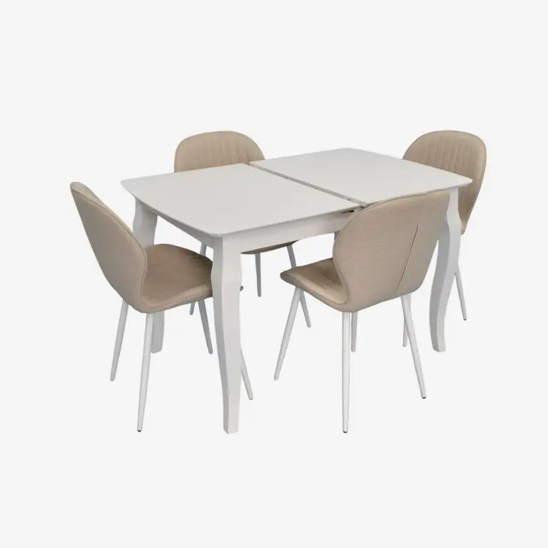 Set masa + 4 scaune Evelin HV-29V + YTC-064Wh Bjorn-24 (White/Light Beige)