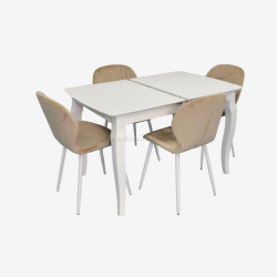 Set masa + 4 scaune Evelin HV-29V + YTC-064Wh UF910-01 (White/Light Beige)