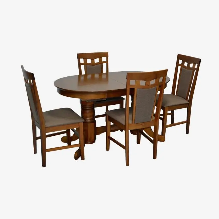 Set masa + 4 scaune Evelin HV-31N + Deepa R Ekea-12 (Burnish Oak/Dark Brown)