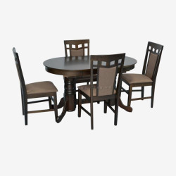 Set masa + 4 scaune Evelin HV-31N + Deepa R Ekea-12 (Chocolate/Dark Brown)