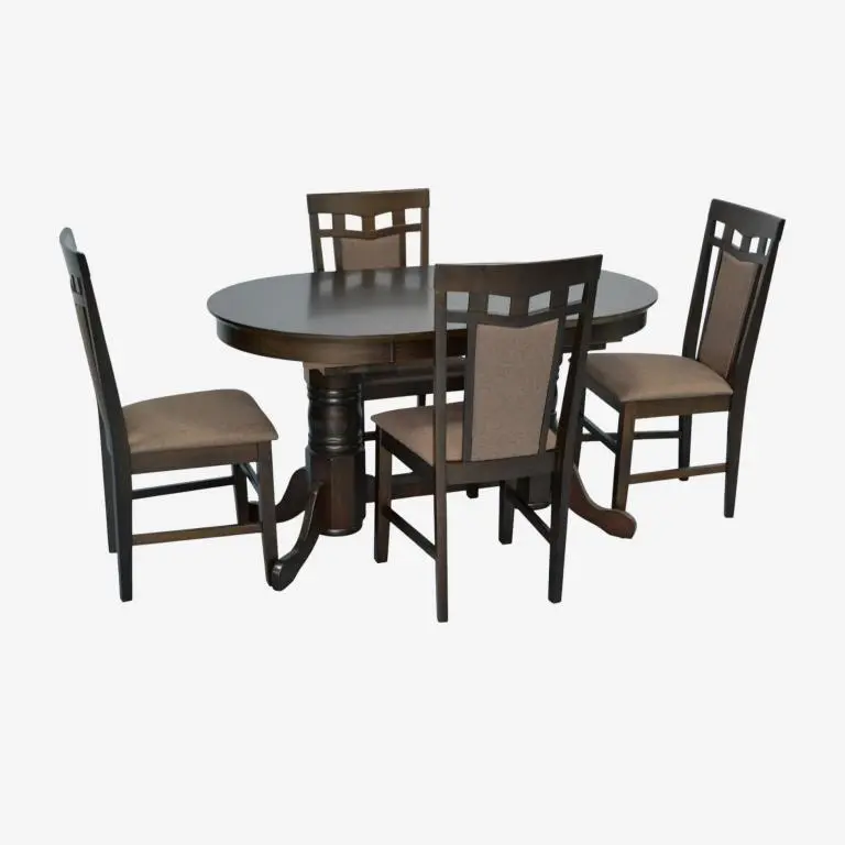 Set masa + 4 scaune Evelin HV-31N + Deepa R Ekea-12 (Chocolate/Dark Brown)