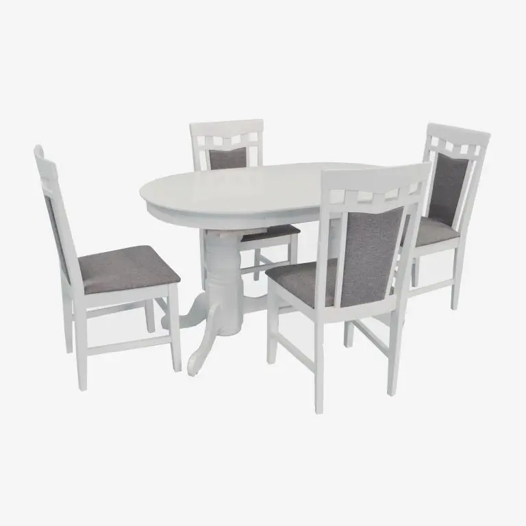 Set masa + 4 scaune Evelin HV-31N + Deepa R NV-10WP (White/Grey)