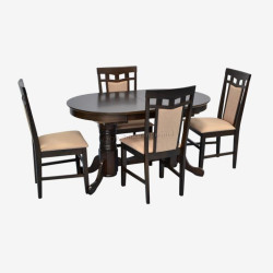 Set masa + 4 scaune Evelin HV-31N + Deepa R NV-3WP (Chocolate/Brown)