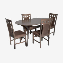 Set masa + 4 scaune Evelin Raffles Oval + Deepa R Ekea-12 (Antique Grey/Dark Brown)