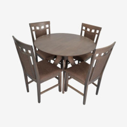 Set masa + 4 scaune Evelin Raffles Round + Deepa R Ekea-12 (Antique Grey/Dark Brown)