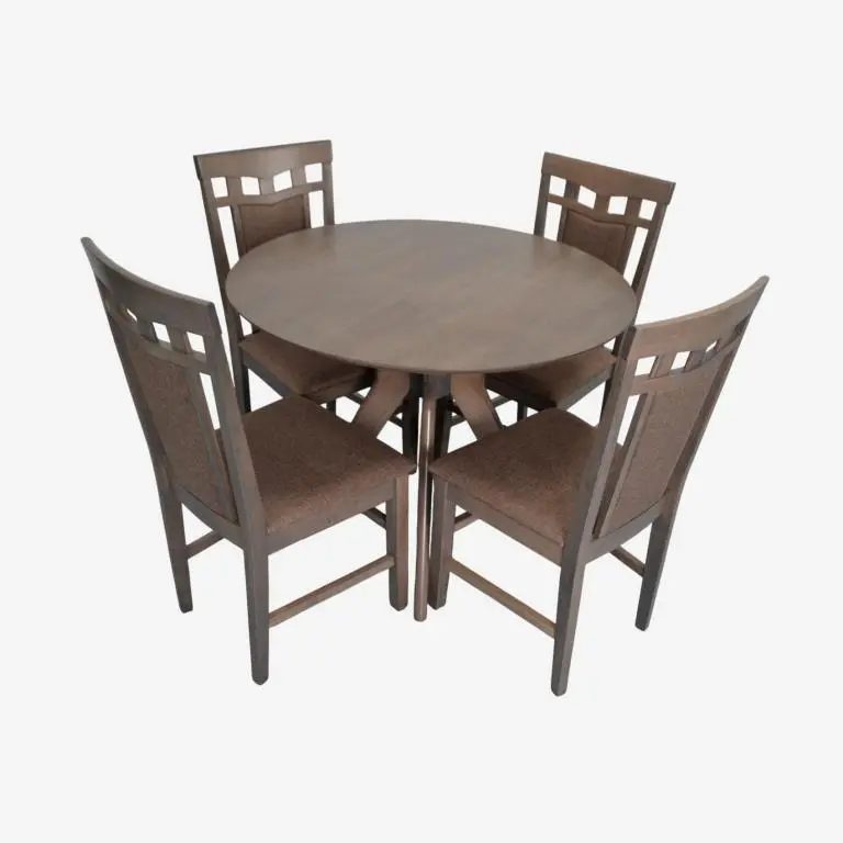 Set masa + 4 scaune Evelin Raffles Round + Deepa R Ekea-12 (Antique Grey/Dark Brown)