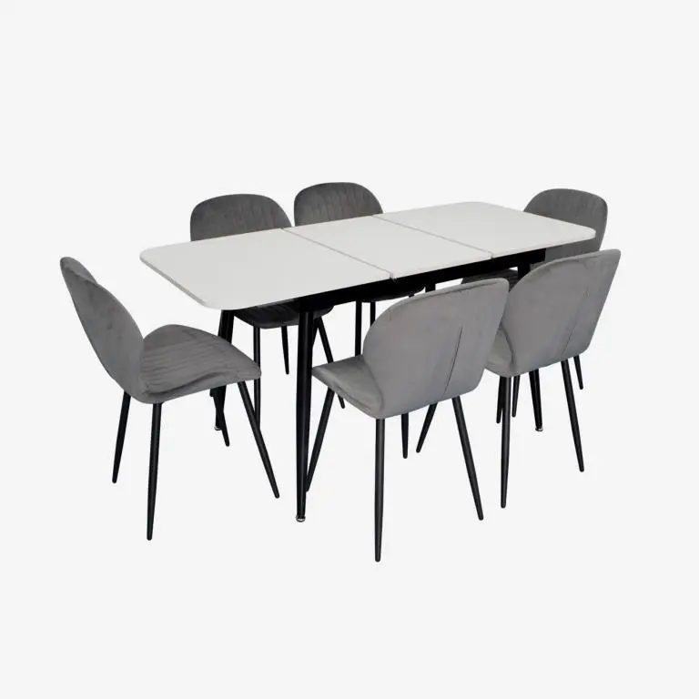 Set masa + 6 scaune Evelin DT-531R B + YTC-064B Blu-14 (White/Dark Grey)