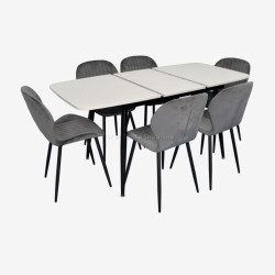 Set masa + 6 scaune Evelin DT-532R B + YTC-064B Blu-14 (White/Dark Grey)
