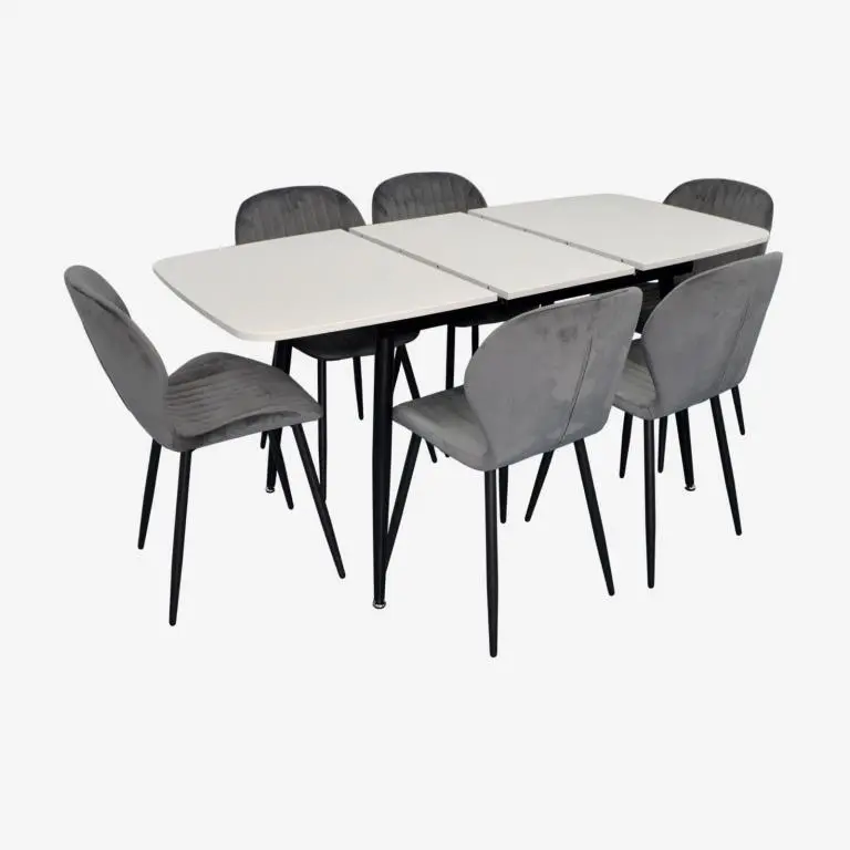 Set masa + 6 scaune Evelin DT-532R B + YTC-064B Blu-14 (White/Dark Grey)