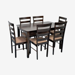 Set masa + 6 scaune Evelin HV-27V + Gloria Ekea-12 (Chocolate/Dark Brown)