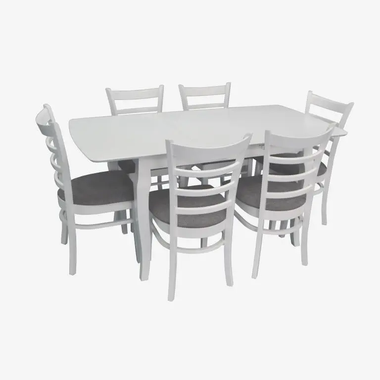 Set masa + 6 scaune Evelin HV-29V + Coco NV-10WP (White/Grey)