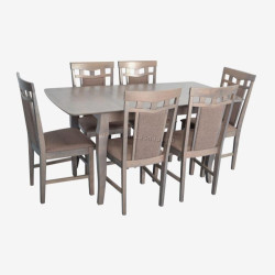 Set masa + 6 scaune Evelin HV-29V + Deepa R Ekea-12 (Antique Grey/Dark Brown)
