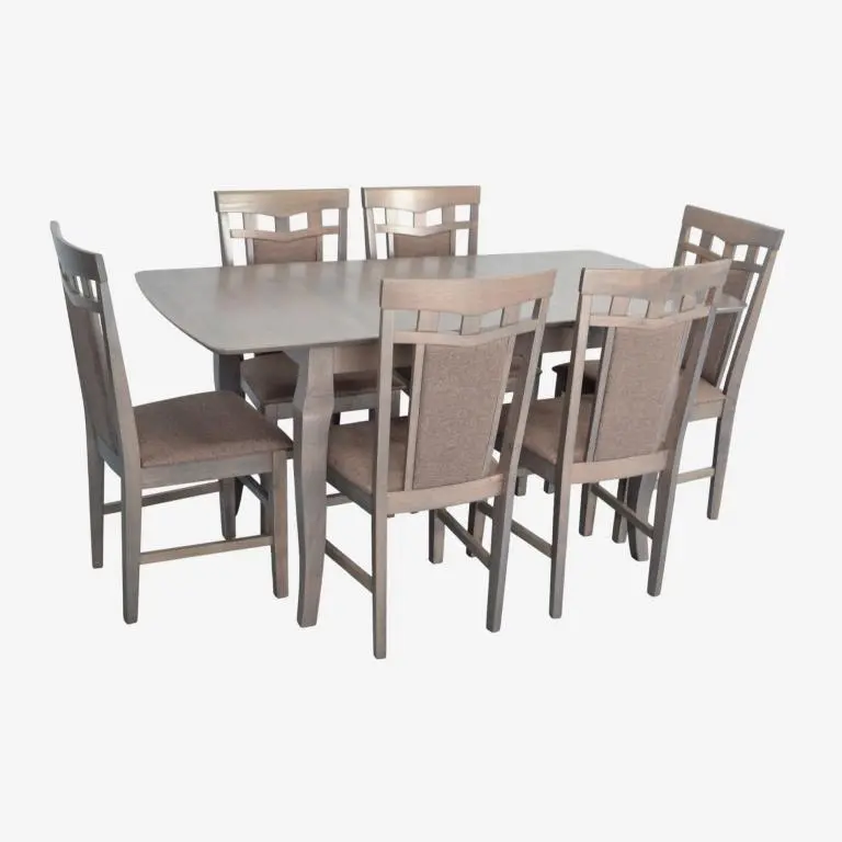Set masa + 6 scaune Evelin HV-29V + Deepa R Ekea-12 (Antique Grey/Dark Brown)