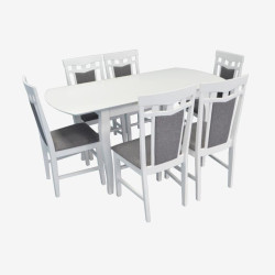 Set masa + 6 scaune Evelin HV-29V + Deepa R NV-10WP (White/Grey)
