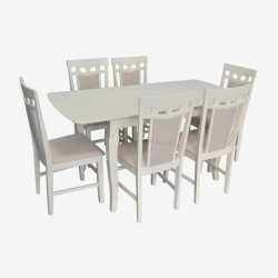 Set masa + 6 scaune Evelin HV-29V + Deepa R NV-1WP (Light Cream)