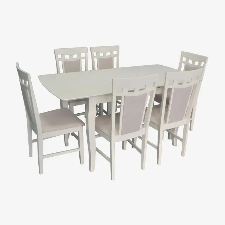 Set masa + 6 scaune Evelin HV-29V + Deepa R NV-1WP (Light Cream)