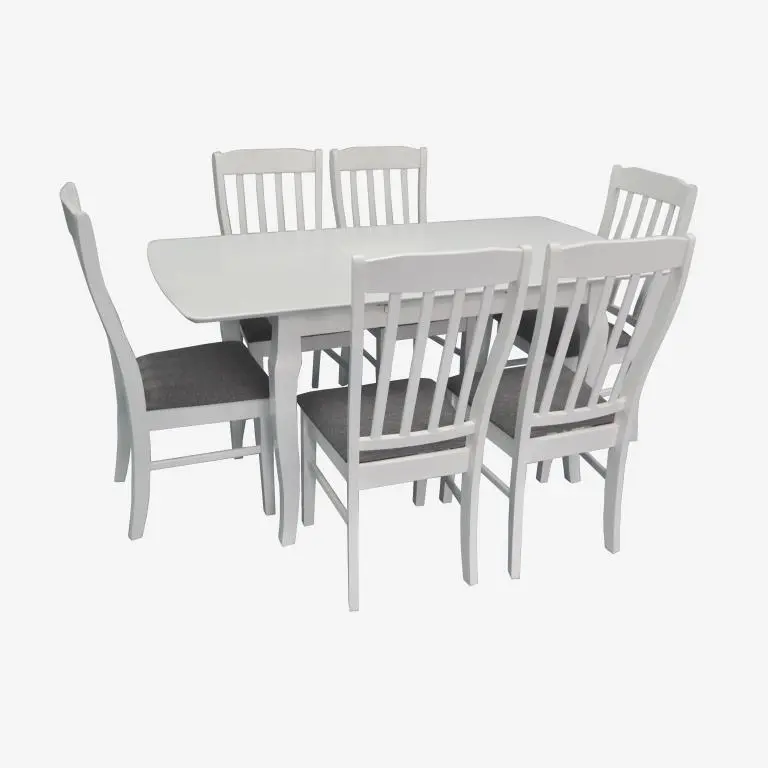 Set masa + 6 scaune Evelin HV-29V + Wenyi NV-10WP (White/Grey)