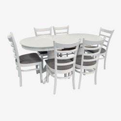 Set masa + 6 scaune Evelin HV-31N + Coco NV-10WP (White/Grey)
