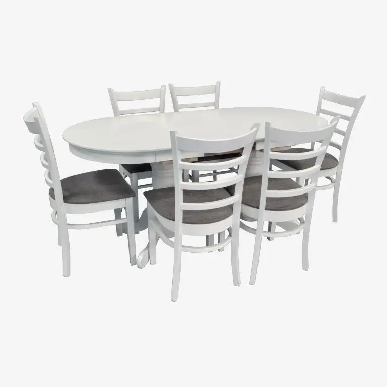 Set masa + 6 scaune Evelin HV-31N + Coco NV-10WP (White/Grey)