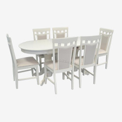 Set masa + 6 scaune Evelin HV-31N + Deepa R NV-1WP (Light Cream)