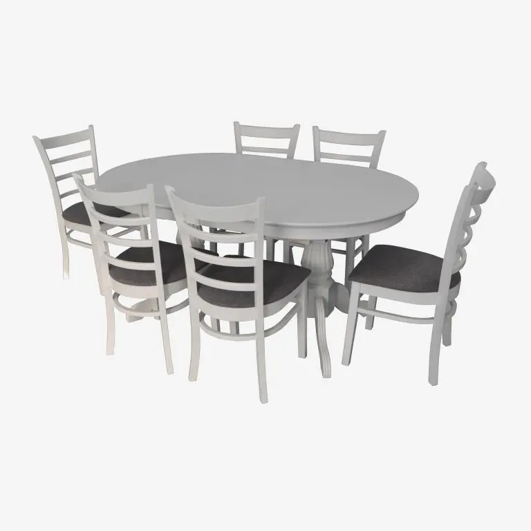 Set masa + 6 scaune Evelin HV-33V + Coco NV-10WP (White/Grey)