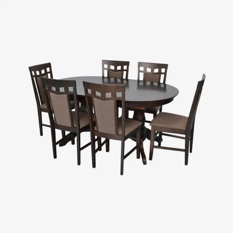 Set masa + 6 scaune Evelin HV-33V + Deepa R Ekea-12 (Chocolate/Dark Brown)