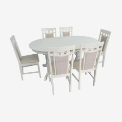 Set masa + 6 scaune Evelin HV-33V + Deepa R NV-1WP (Light Cream)