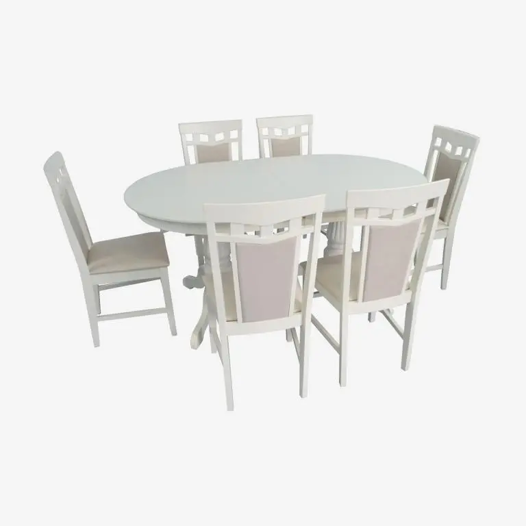 Set masa + 6 scaune Evelin HV-33V + Deepa R NV-1WP (Light Cream)