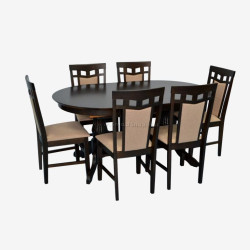 Set masa + 6 scaune Evelin HV-33V + Deepa R NV-3WP (Chocolate/Brown)