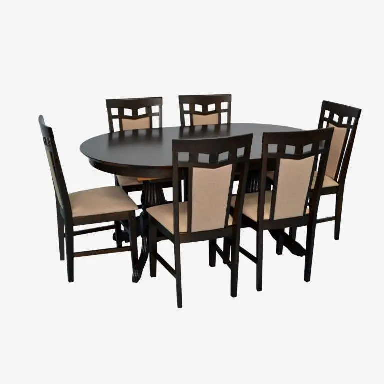 Set masa + 6 scaune Evelin HV-33V + Deepa R NV-3WP (Chocolate/Brown)