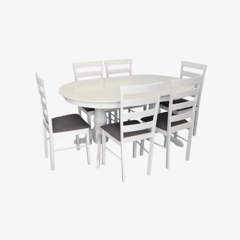 Set masa + 6 scaune Evelin HV-33V + Gloria NV-10WP (White/Grey)