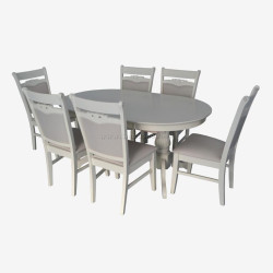 Set masa + 6 scaune Evelin HV-33V + HV-3167 NV-1WP (Light Cream)
