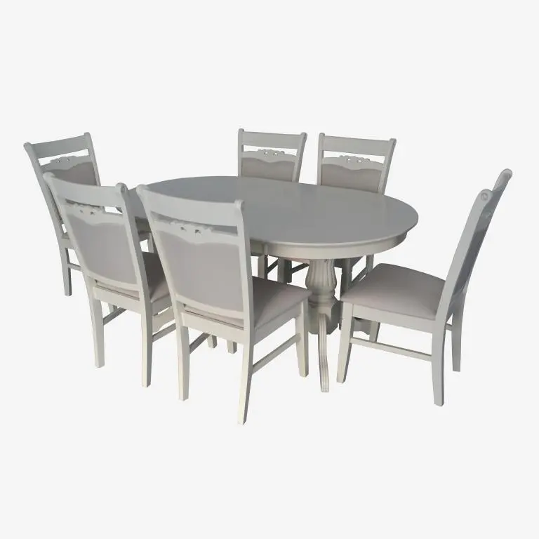 Set masa + 6 scaune Evelin HV-33V + HV-3167 NV-1WP (Light Cream)