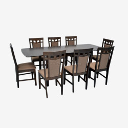 Set masa + 8 scaune Evelin HV-27V + Deepa R Ekea-12 (Chocolate/Dark Brown)